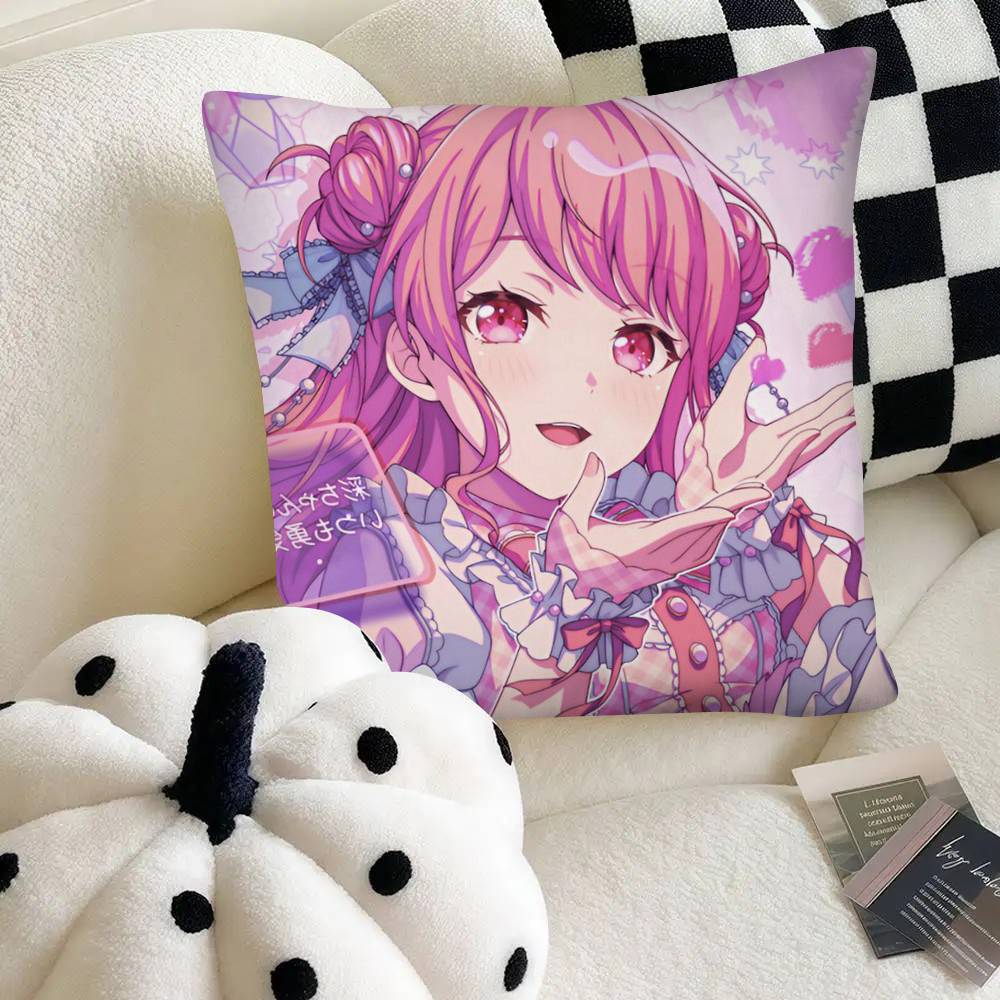 Cute Game Bang Dream Pillow Case Fashion Square Pillowcase Bedroom Sofa Room Ins Decoration Leisure