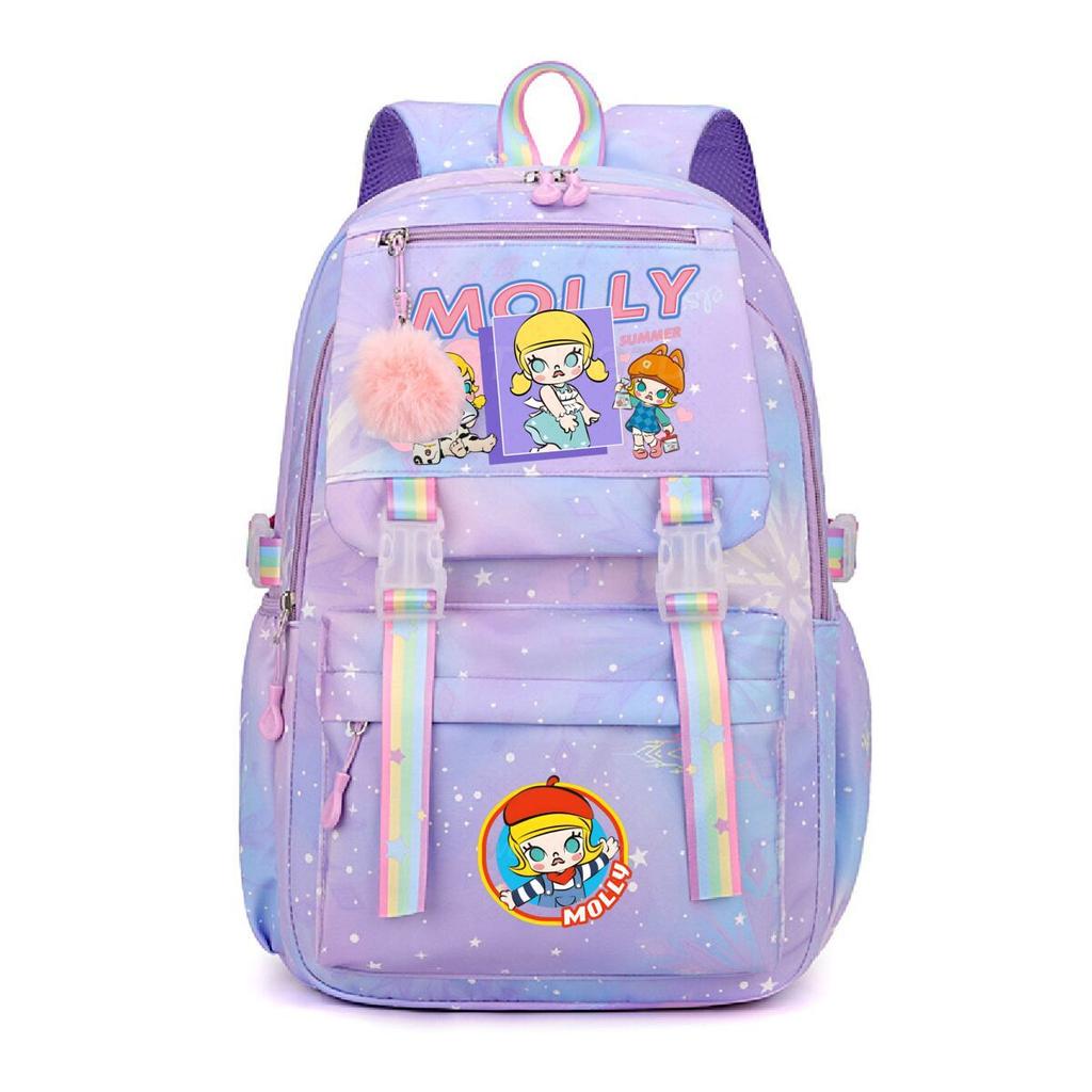 Nova mochila pequena e fofa com estampa de desenho animado da Molly, fresca, de grande capacidade, bolsa escolar