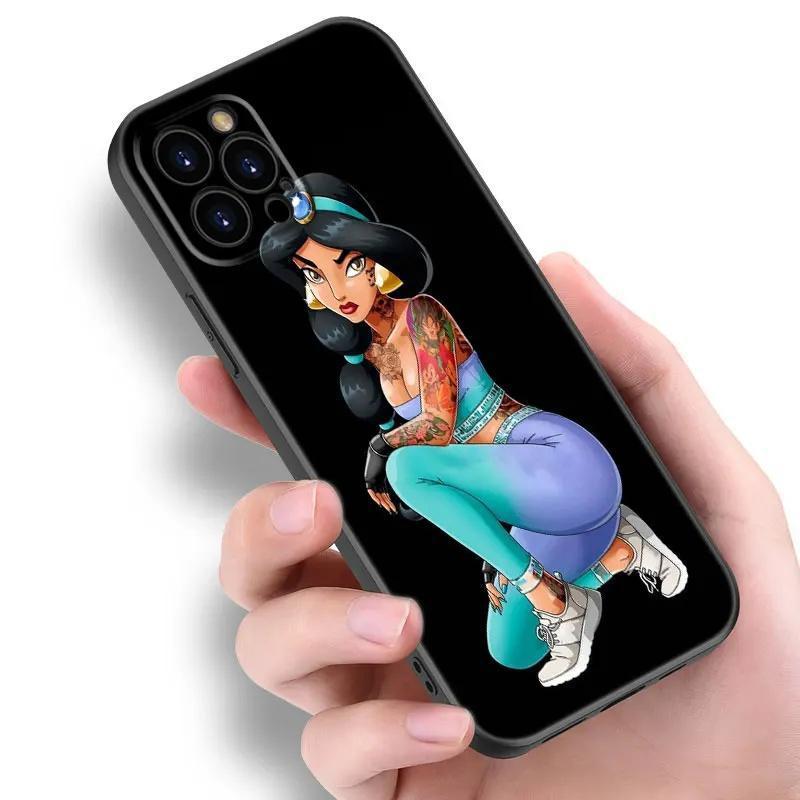Etui na telefon Apple Iphone16Pro Tatuaż Anime Księżniczka Czarne Silikonowe Etui na Telefon