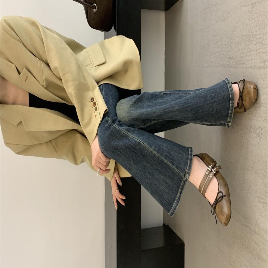 Brown square head French small fragrant flat Mary Jane shoes women's 2025 new spring retro skirt light mouth single shoes