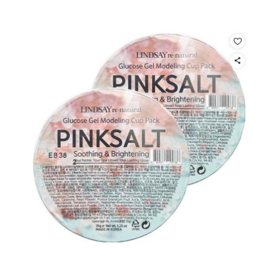 LINDSAY re:natural Pink Salt Glucose Gel Modeling Cup Pack Soothing Brightening Mask 2pcs