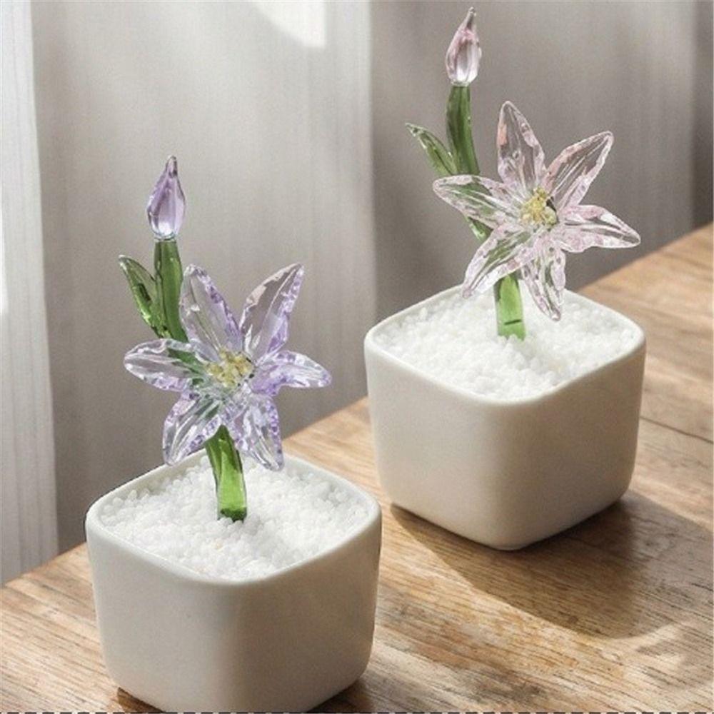 With Flowerpot Glass Flower Bouquet Mini Glass Flower Decor  Wedding Decoration
