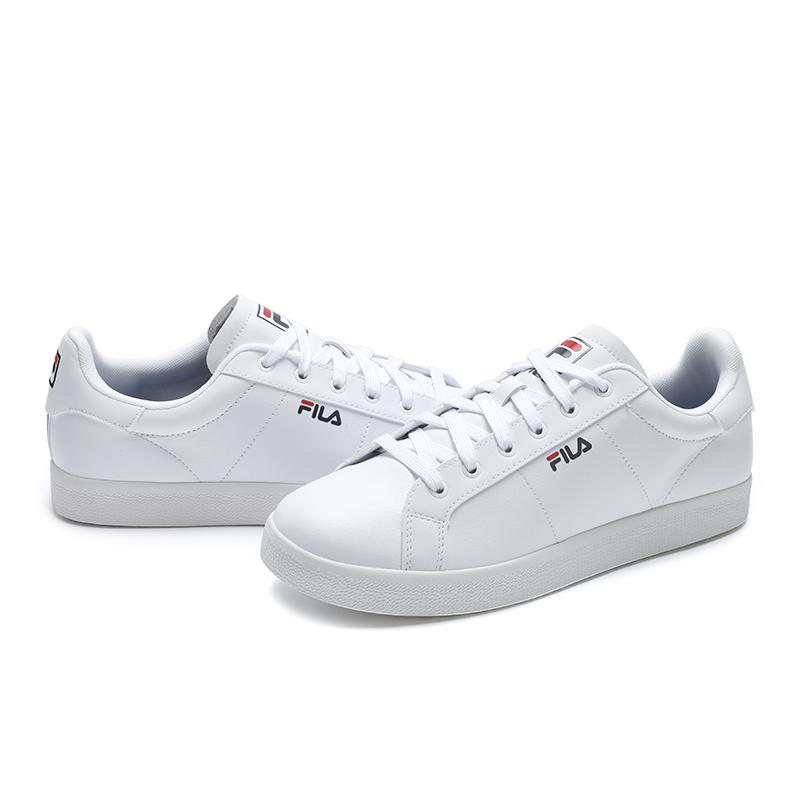 FILA Court Deluxe Casual Lace-Up Slip-Resistant Breathable Durable Low-Top Skate Shoes Men Sneaker White T12M024301LWT