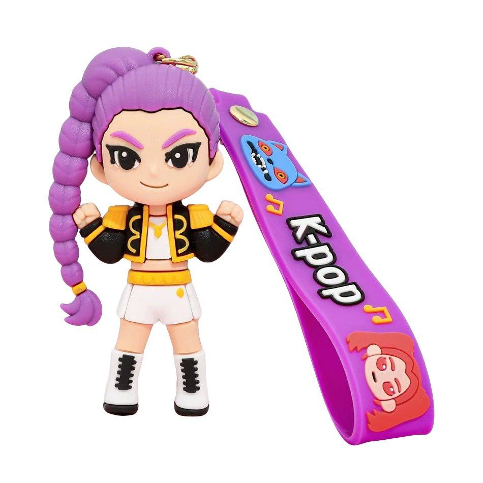 1-4Pcs Hot 3D Printed Anime Movie Kpop Demon Hunters Girls Derpy Keychains Doll Cute Tiger Action Model Toy Collection Gifts