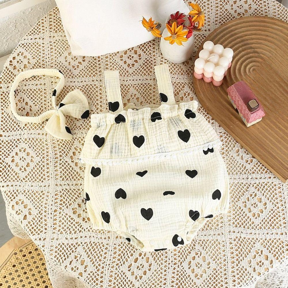 Ruffle Heart Baby Romper Bow Heart Baby Shorts Climb Suit Fashion Lace Baby Jumpsuit  Infant Wear