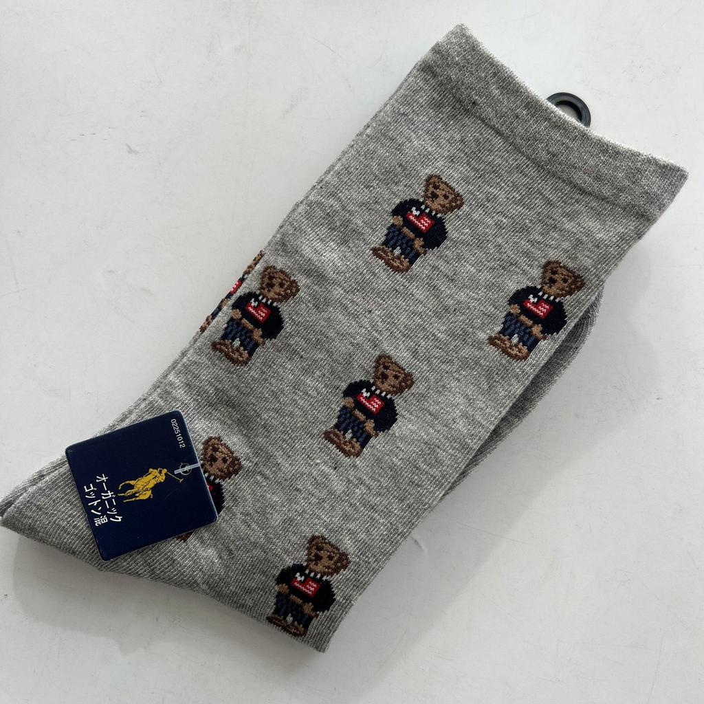 Trendy Mid-Calf Women's Cotton Socks - Four Seasons Style with Cartoon Little Bear Design