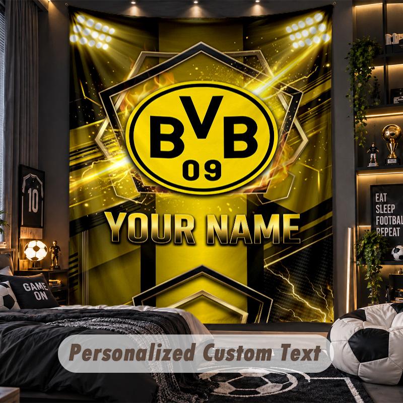 ArazzoBorussia Dortmund Nome Personalizzato Testo Appeso a Parete Personalizzato Arazzo Decorazione Parete Casa