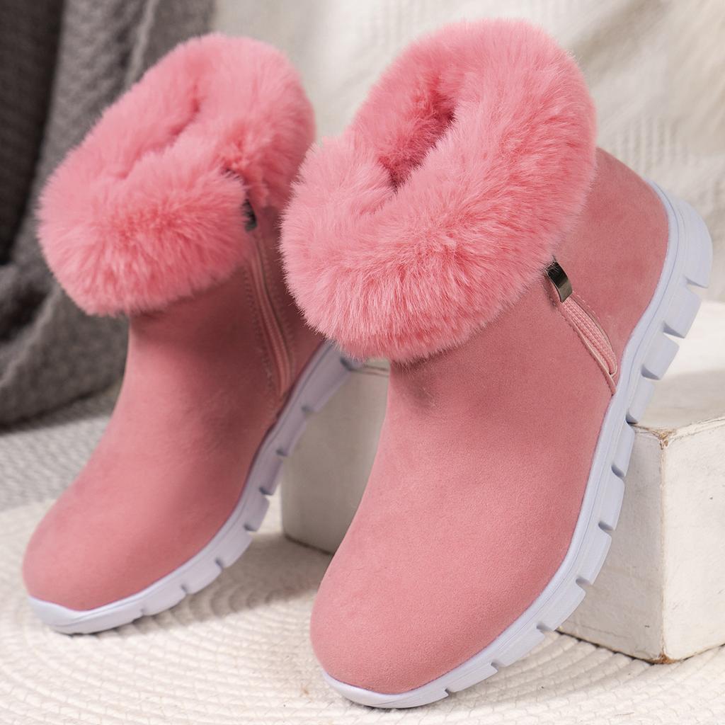 Women's Warm Snow Boots Autumn and Winter New Solid Color Short Boots Non-slip Flat Cotton Shoes