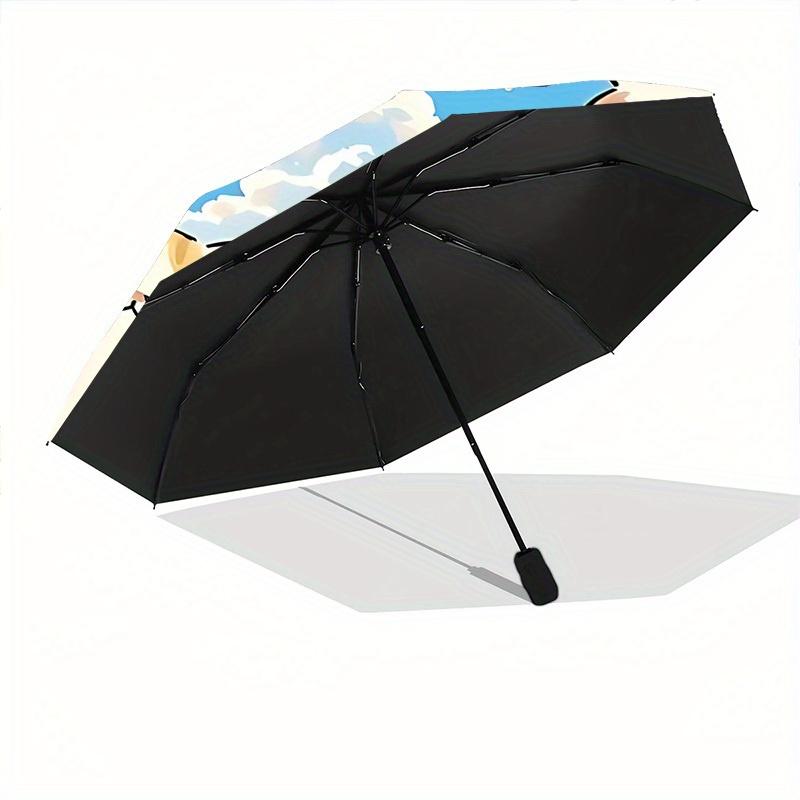1pc Cats Circle Automatic Umbrella - Auto Open/Close Folding Umbrella with Reinforced 8-Rib Frame, 129