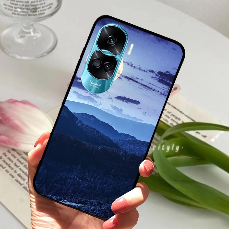Voor Honor 90 Lite Honor90 Pro 5G Hoesje Siliconen Zacht Geschilderd Zwart Bumper Funda Coque voor HONOR 90 Pro 90Lite Beschermtas