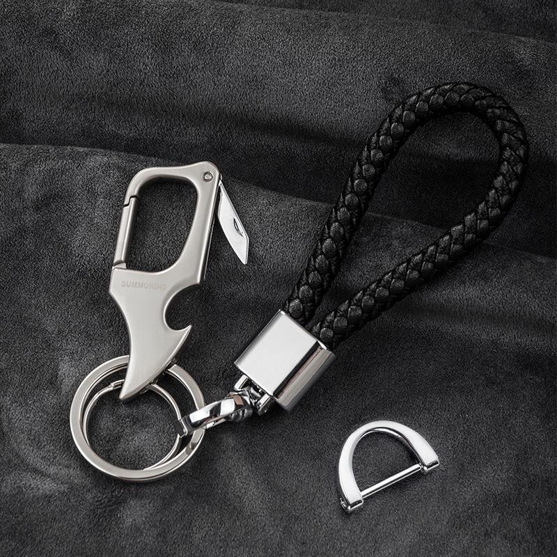 Men's Waist-Mounted Keychain with Box Cutter, Creative Key Ring, Anti-Lost Phone Number Tag Pendant