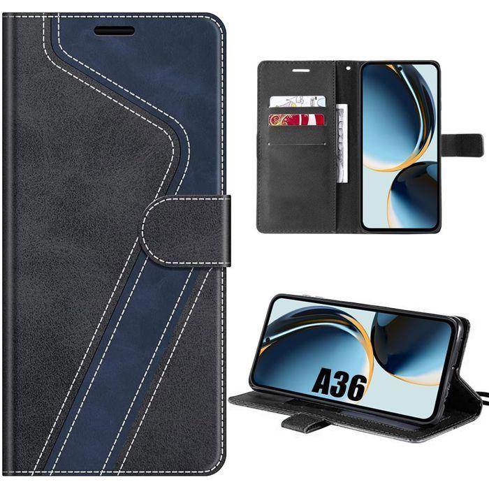 Case for Samsung Galaxy A36 5G, Full Protection Anti-Scratch Shockproof Synthetic Leather Black Blue