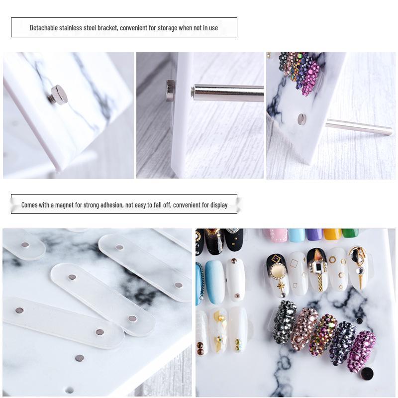 Japanese Style Marble Pattern Nail Art Display Stand with Magnetic Detachable Board