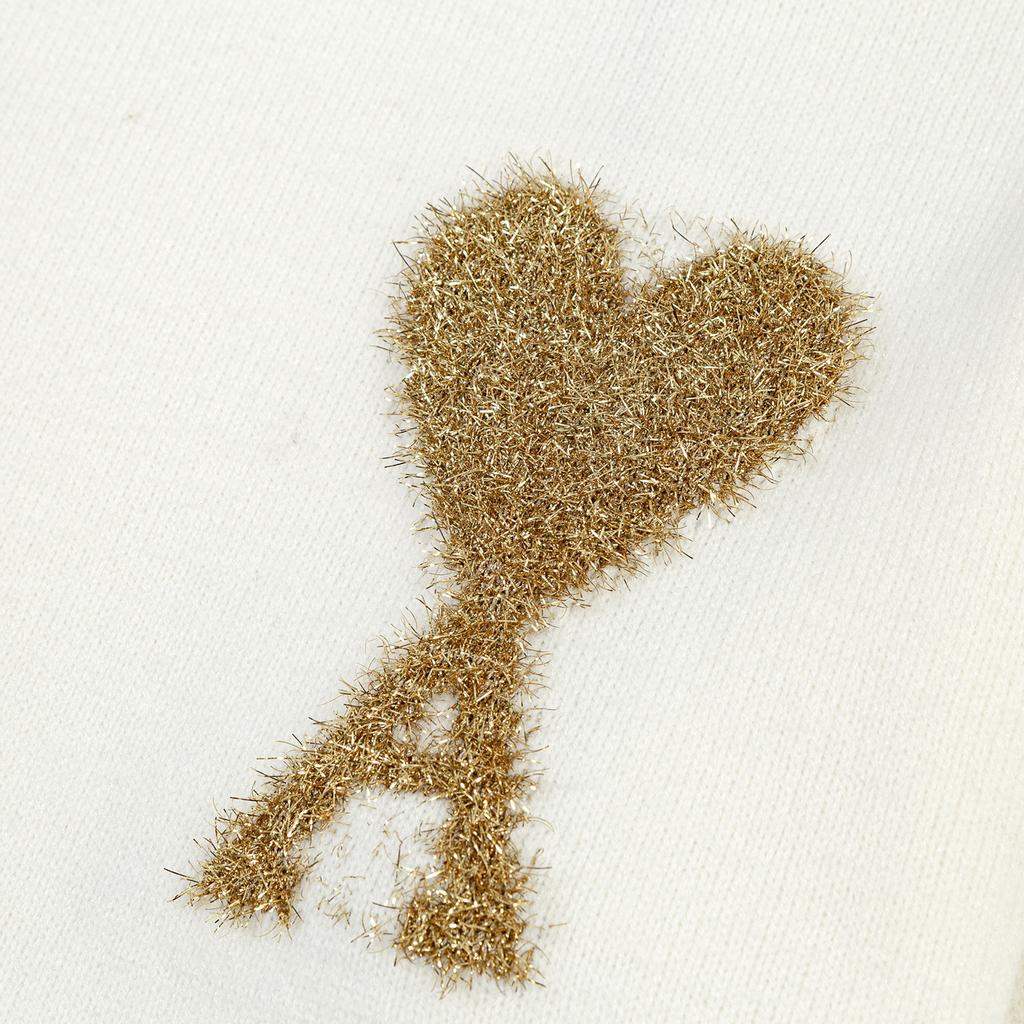 AMI Autumn and Winter New Gold and Silver Large Heart Alpaca Wool Blended Soft and Sticky Knitted Couple's High Neck Sweater