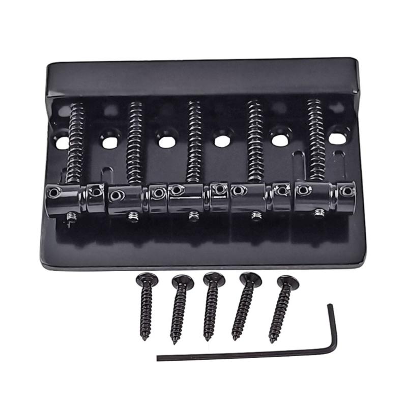 5 Strings Hardtail Bridge Guitar Bridge Saddles 5 Saddle Hardtail Zinc Alloy Tailpiece Electric Bass Bridge Replacements