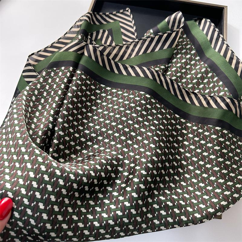 Luxury Design Fashion Square Silk Scarf Women Soft Hairband Headband Foulard Neckerchief Ribbon Bandanna Hijab Kerchief Scarves