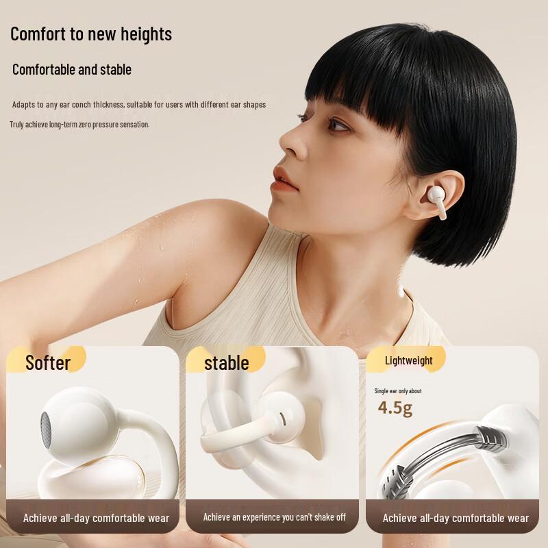 OKSJ 2025 Wireless Open-Ear Clip-On Bone Conduction Earbuds