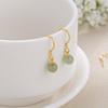 PANJBJ 925 Sterling Silver Rose Hotan Jade Earring for Women Girl Ethnic Style Versatile Temperament Jewelry Gift Dropshipping
