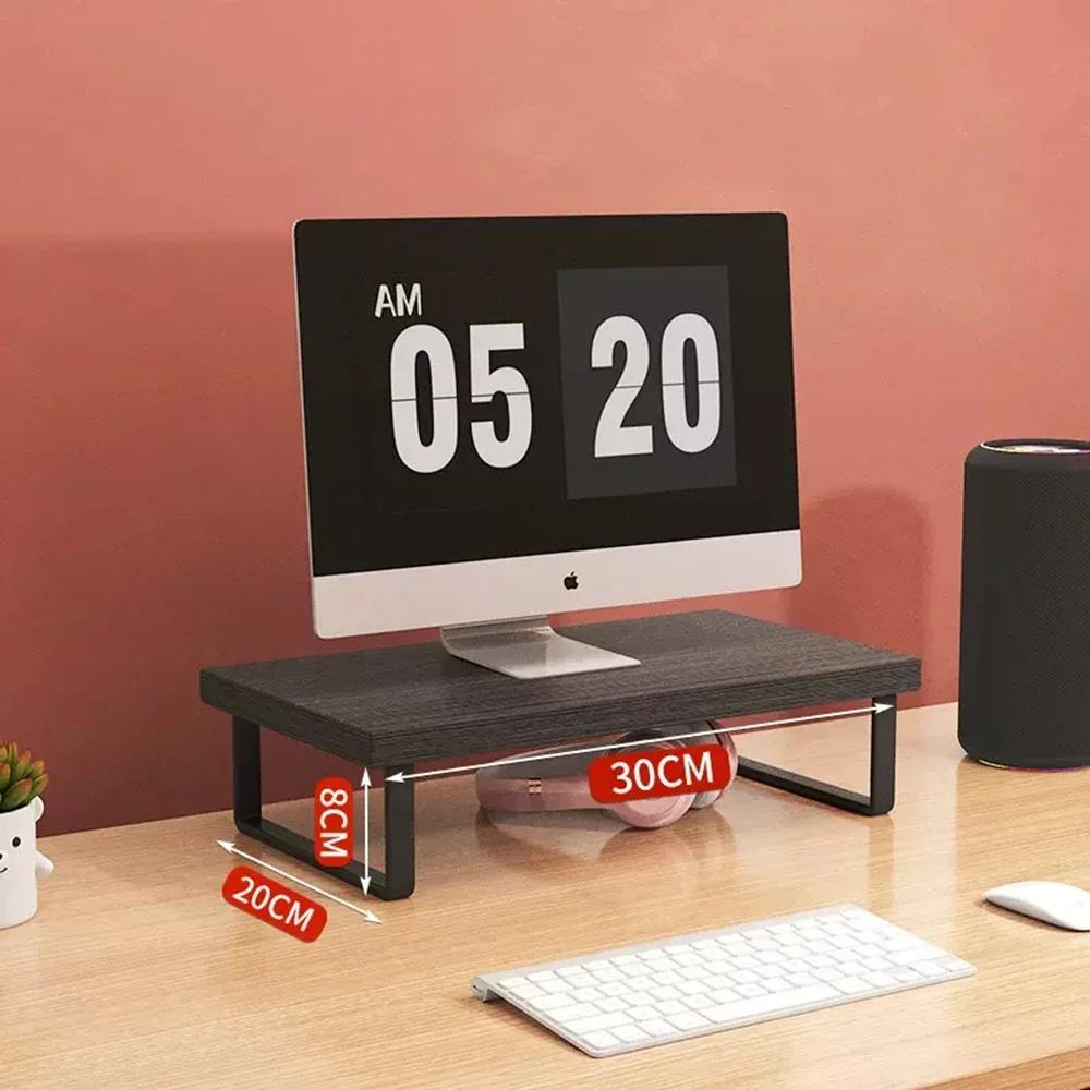 Monitor Computer Stand Rack Laptop Bracket Desktop Shelf Wooden Workbenches Holder Organizer for Home Office Table Accessories