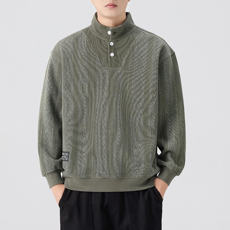 2025 Men's Plus Size Heavyweight Hoodie: Autumn/Winter, Half-High Collar, Casual Loose Fit