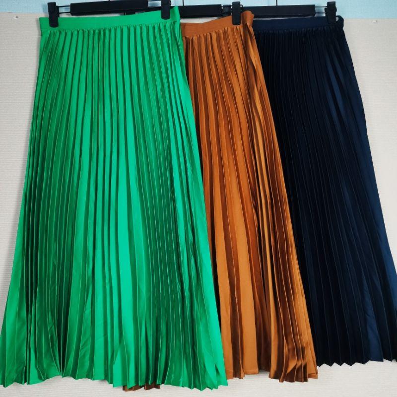 

Export Export French Brand Cut Label High Waist Pleated Skirt Organ Pleated Mid Length Long Length A- line Skirt Accessible Luxury All Year Round Black XS