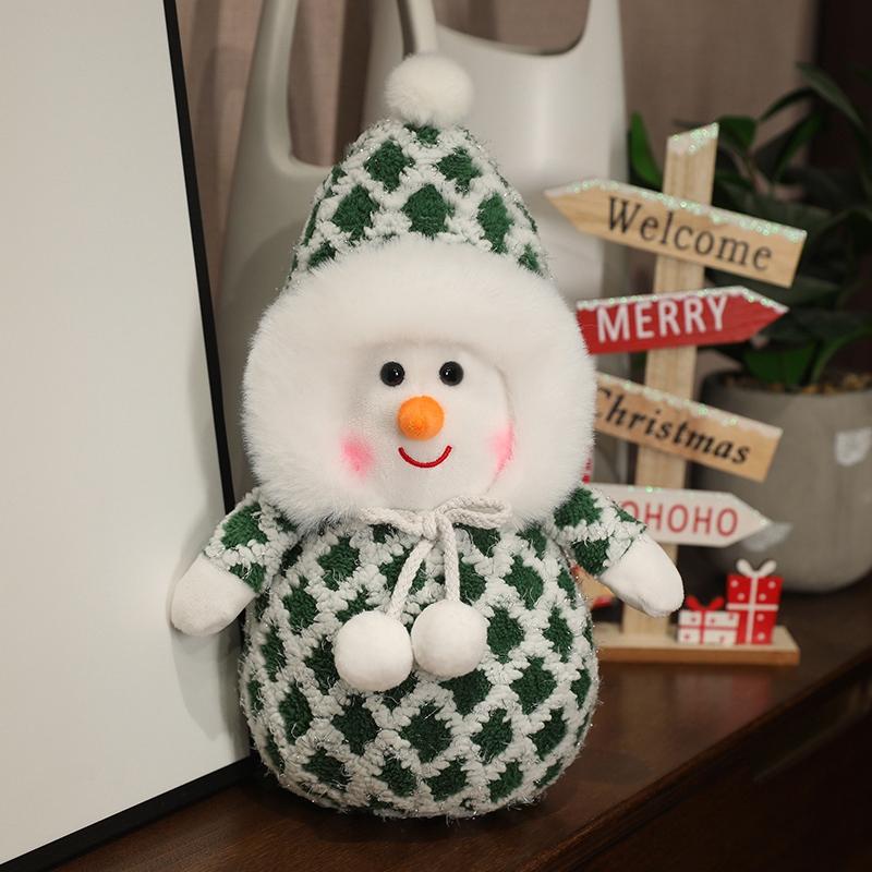 Kawaii 35CM Dress Up Snowman Plush Toy Lovely Christmas Snowman Plushie Doll Surprise Xmas Home Decoration Gift