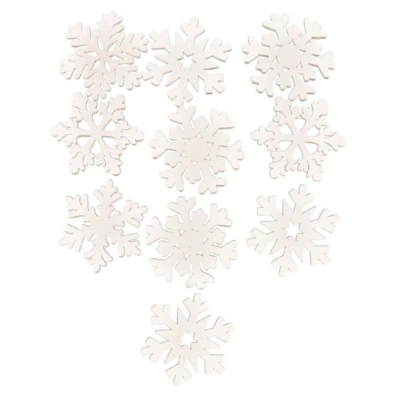 

24TE 10 Pcs Christmas Snowflakes Ornaments Wooden Tree Hanging Decorations Rustic CN