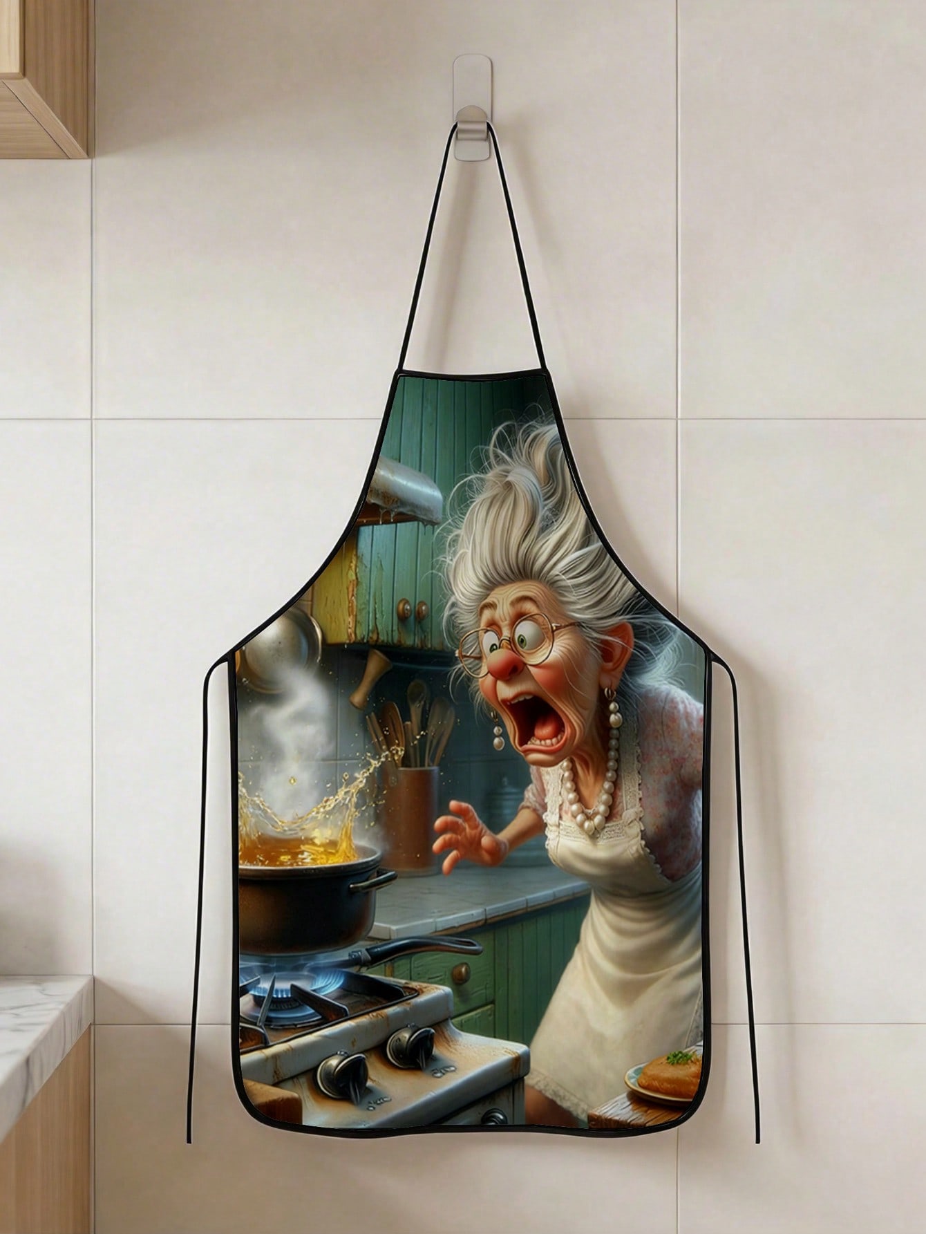 

Funny Apron, Grumpy Grandma Print Kitchen Bib, Novelty Cooking Gift for Men, Unique Chef Apron 38x47cm
