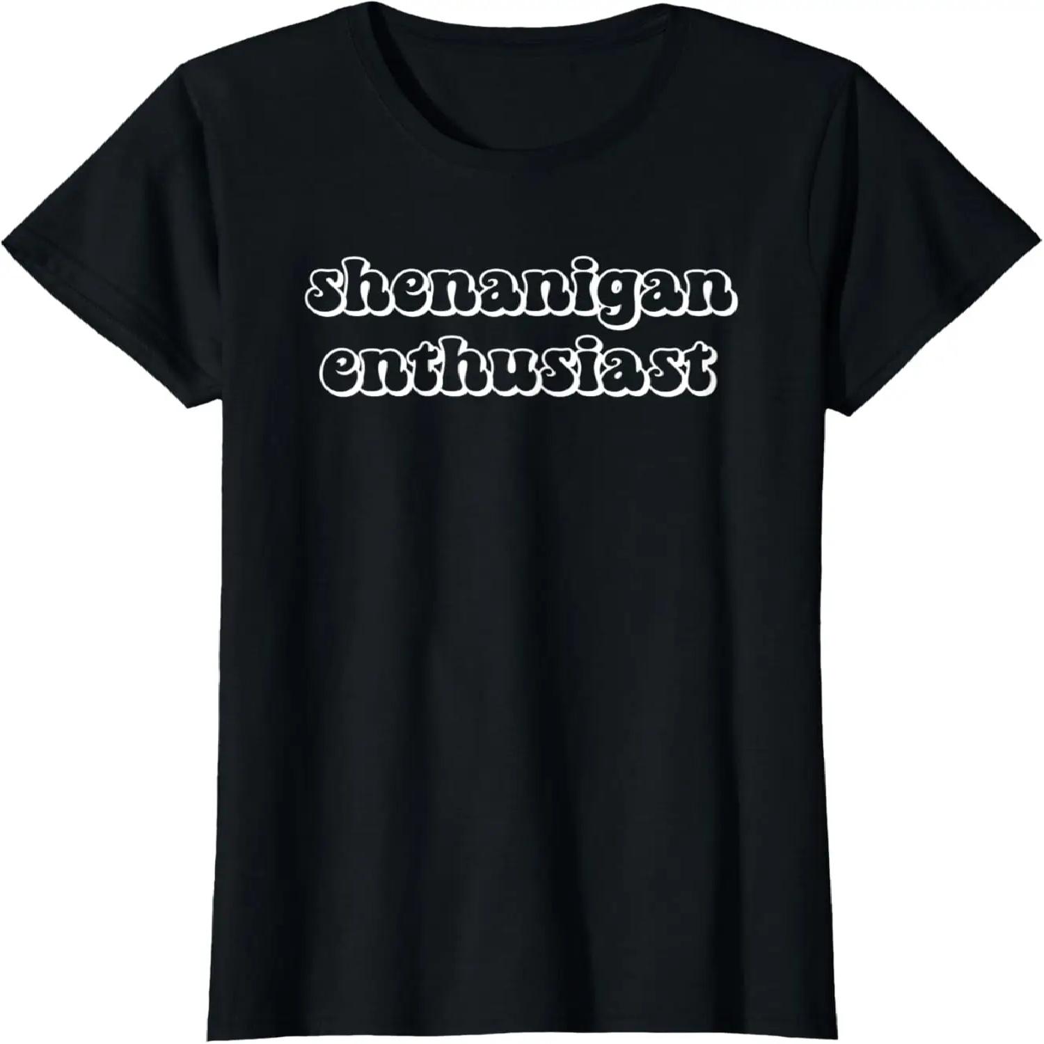 Shenanigan Enthusiast Retro Text Letter T-Shirt S чёрный