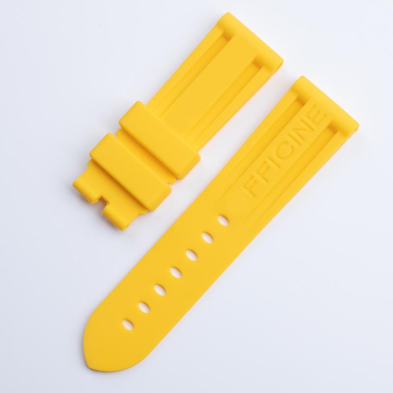 24mm Soft Top Quality Colorful Rubber Watchband For Panerai Strap Black Green Blue Red Band Butterfly Buckle Sport Waterproof