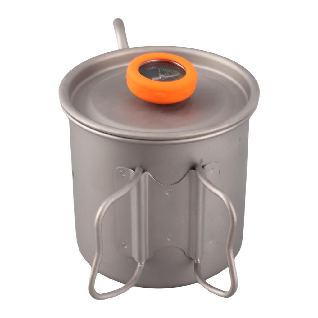 Outdoor Ti Pour Over Coffee Kettle 400ml Gooseneck Tea Kettle with Thermometer and Folding Handle