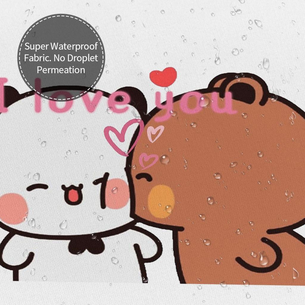 Bear And Panda Bubu Dudu Balloon Shower Curtain Bathroom Polyester Waterproof Bath Curtains With Hooks