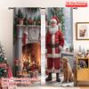 2pcs 2D Flat Printing Merry Christmas Popular Curtain Christmas Santa Cozy Fireplace Polyester Without Electricity Festive