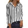 Dámská pruhovaná košile na knoflíky s dlouhým rukávem, ležérní