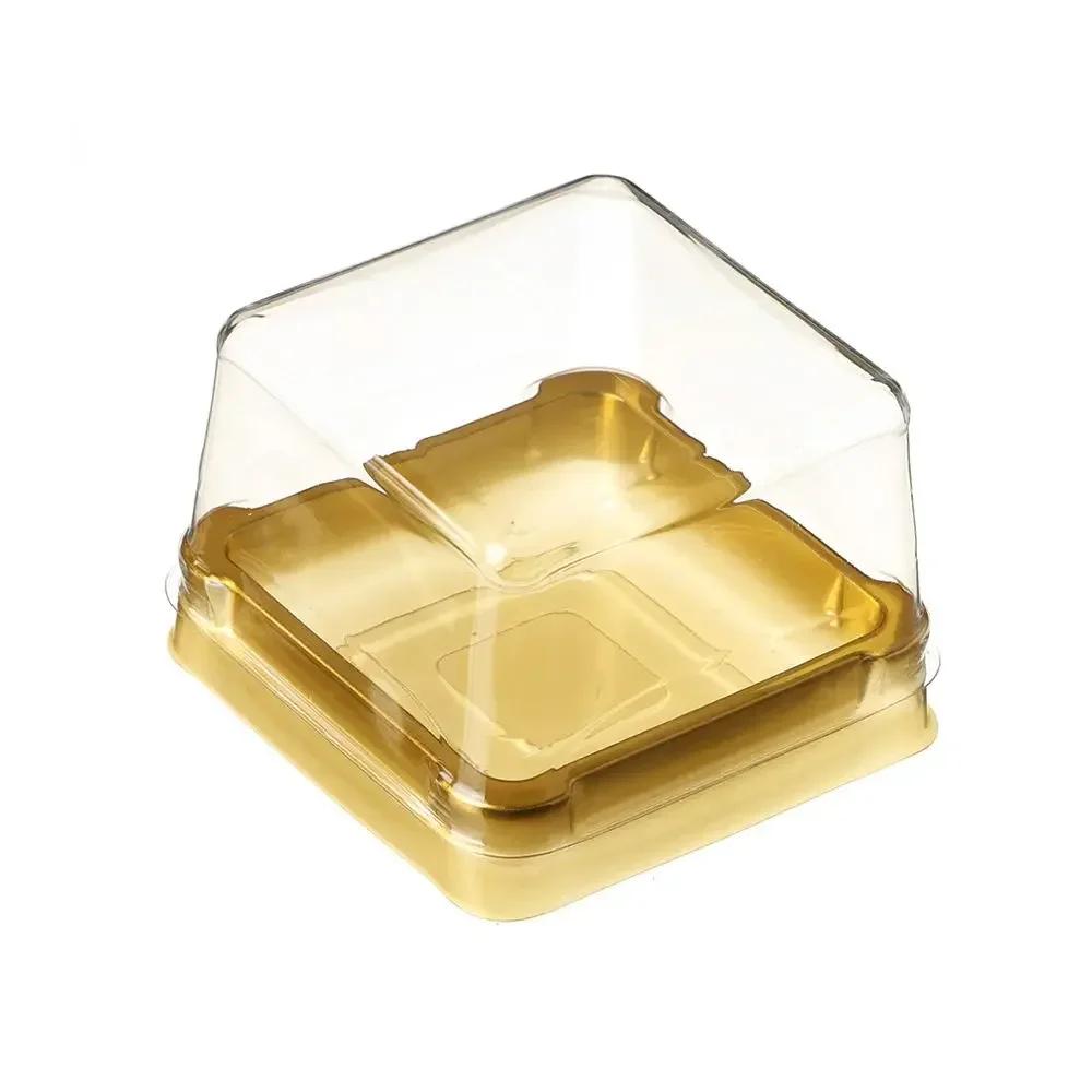

50pcs-Clear Plastic Mini Cake Box Set Baking and Kitchen Tools Ldeal for Camping Dining Restaurants and Bakeries M золотистый