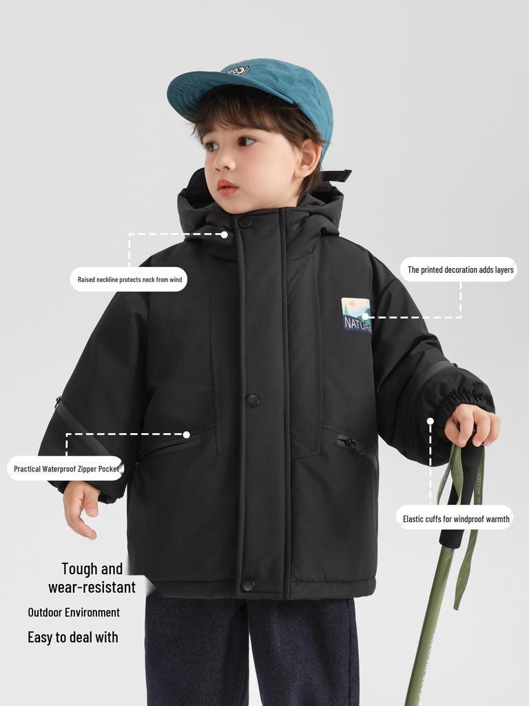 European Boys' Warm Waterproof Cotton Jacket - Winter 2025 Collection for Toddlers & Children