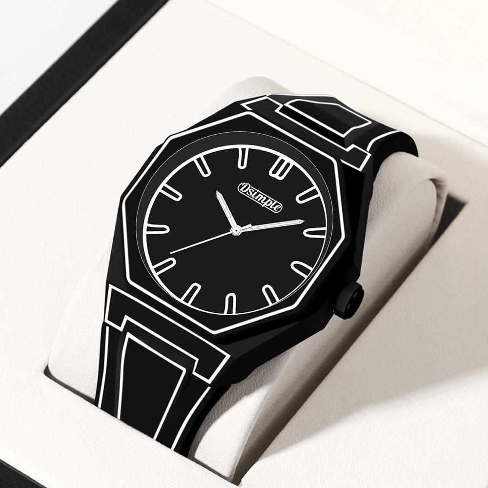 Trendlijn Horloge Stripfiguur Student Twee Dimensionaal Kwarts Horloge Kunst Design Persoonlijkheid Horloge Trend Horloge