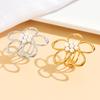 Chic Stainless Steel Hollow Flower Ring with Faux Pearl - Elegant Women's Floral Jewelry