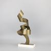 Creative Marble Base Metal Ribbon Geometry Crafts Sculpture Ornaments Home Room Table Aesthetics Twist Statue Desk Decoration