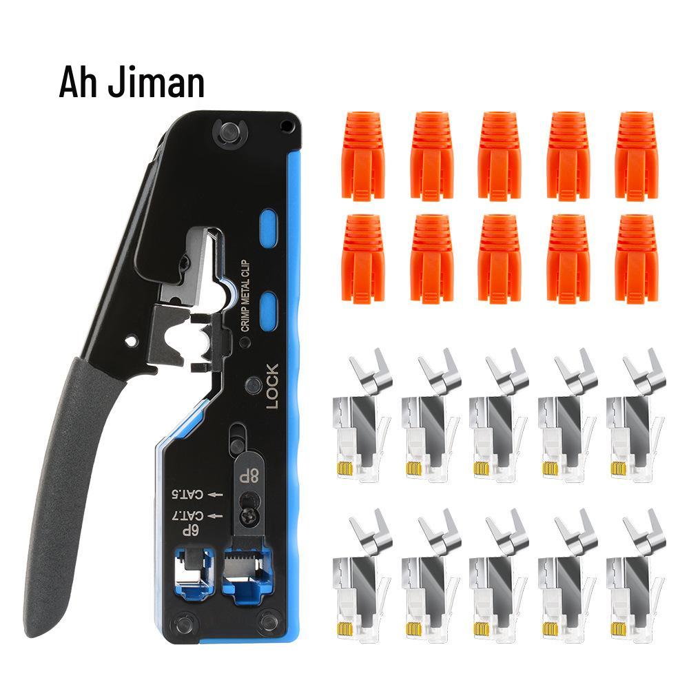 Aji Man CAT7 Multifunctional Network Cable Crimping Pliers for CAT5/5e/6/7, 8P, with Punch-Through and Through-Hole Features