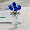 Crystal Rose Figurines Ornament,Crystal Bouquet Ornament Collectibles Handmade Rose Flower Gift for Wife Mom Girlfriend