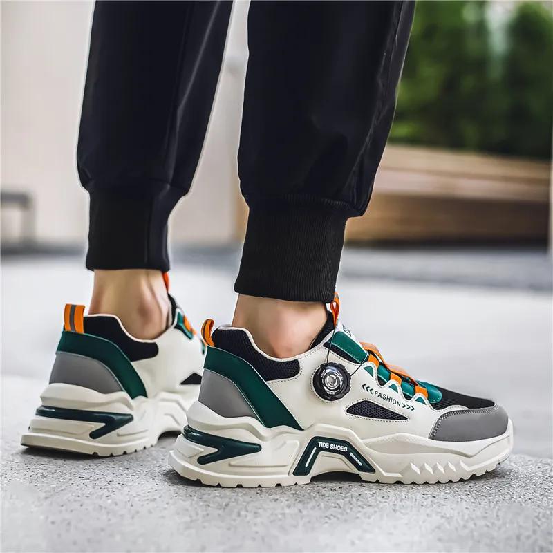 Men's Korean Rotating Buckle Fashion Casual Sports Shoes Four Season Soft Soled Non Slip Outdoor