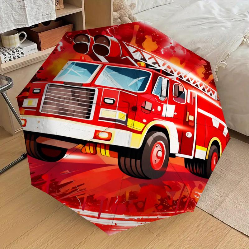 1pc Firetruck Lightning Pattern Umbrella Design Automatic Opening and Closing Umbrella, High-quality Travel Umbrella, c1128203
