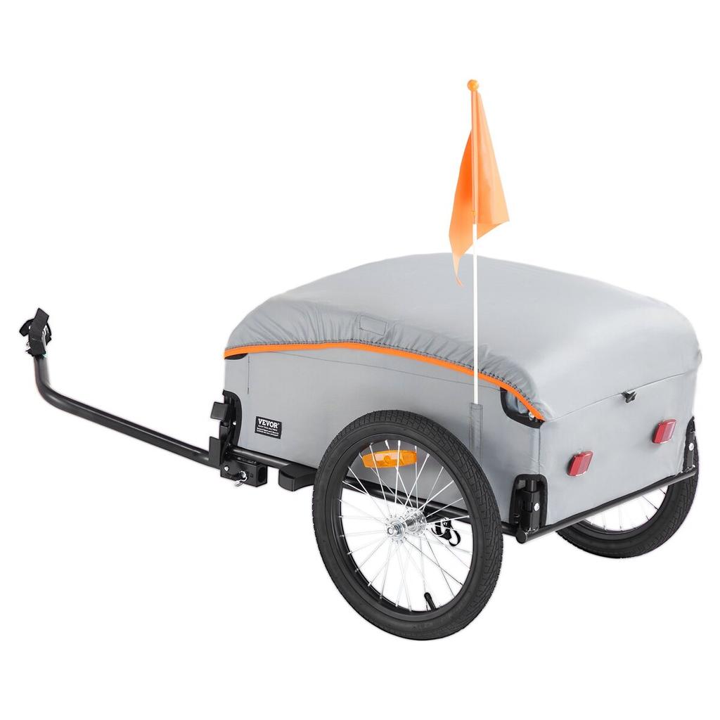 Carrello Portapacchi per Bicicletta, Capacità di Carico 100 libbre, Carrello Robusto per Bicicletta, Pieghevole per Conservazione Compatta con Gancio Universale, Copertura Impermeabile, Ruote da 16 pollici,