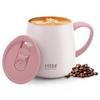 TYESO Mug with Ceramic Vacuum Stainless Keeps Food Hot or Coffee Gift Lid, 473ml, Coated, Insulated, Steel, Double-Walled, Cold, Cup, Home, Office,