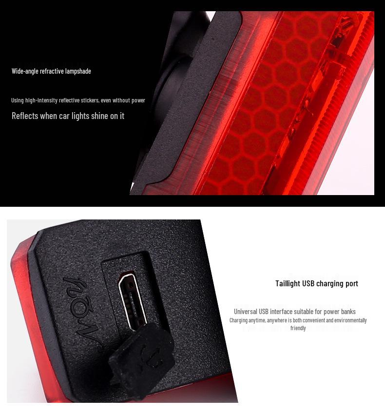 NQY USB Rechargeable Rainproof Bicycle Taillight with Long Battery Life