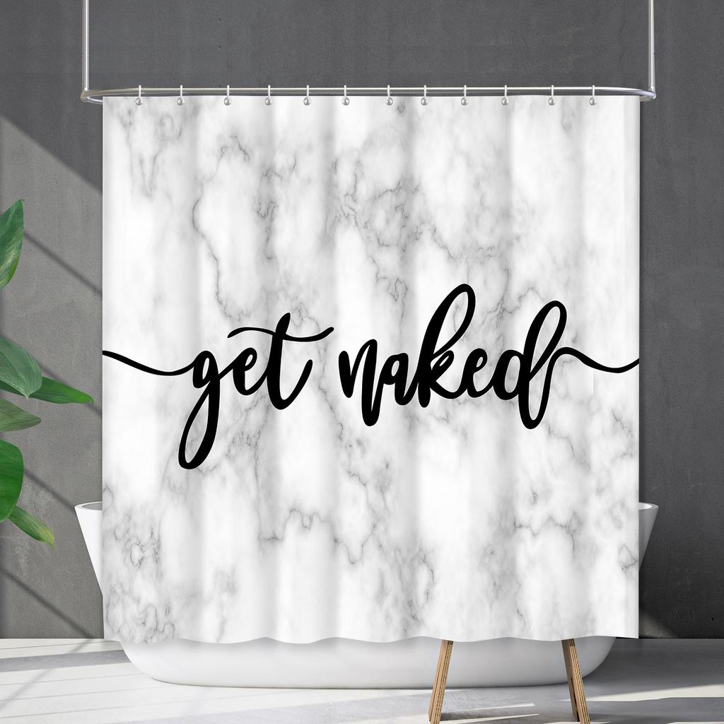 Shower Curtain Waterproof And Mildew-Proof Digital Printing English Alphabet Shower Curtain Bathroom Shower Cloth Partition Curtain Free Of Punching