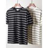 American vintage round Neck Knitted Stripes Short sleeve T-shirt Men's Summer Base Foreign Trade Export to Domestic Sales Men's T-shirt