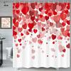 Valentines Day Shower Curtain for Bathroom, Red Hearts Romantic Pink and Red Hearts Bathroom Decor Shower Curtain Sets, Polyester Fabric Shower