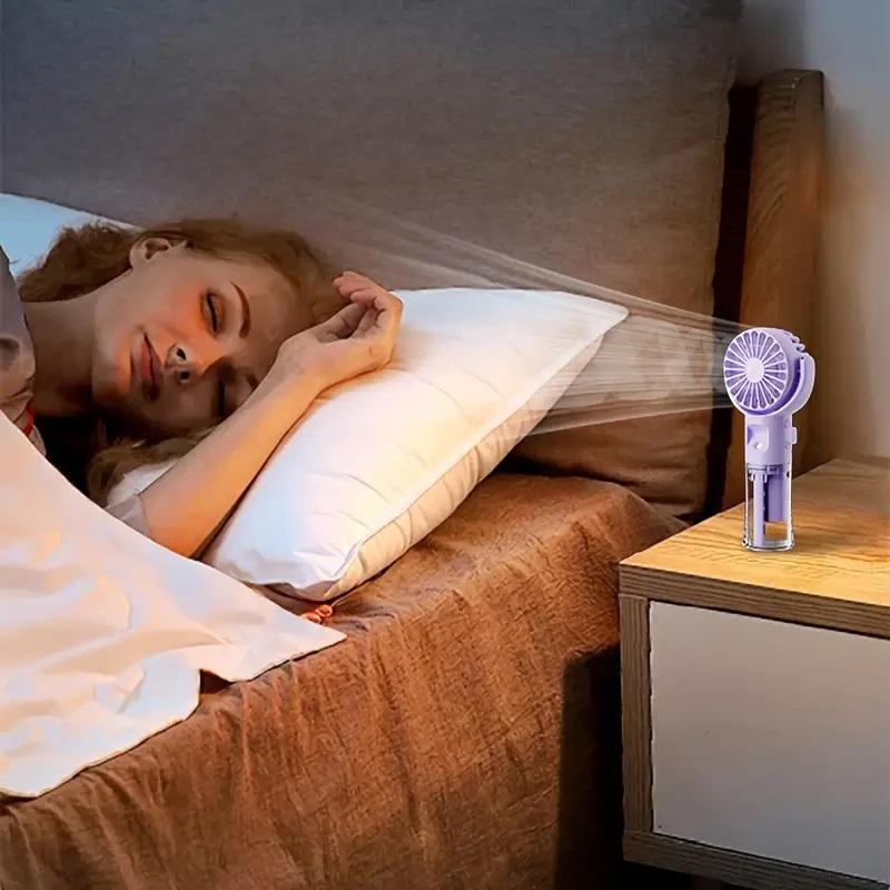 Portable hand-held spray fan with humidifier -4-speed adjustment, USB charging small fan, suitable for office or travel